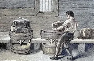 Press Prints: Cheese making, pressing the cheese