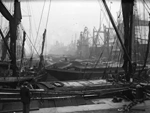 Prints of December 1928: Cargo vessels moored at Chelsea Commercial docks. (Photo by Fox Photos/Getty Images) Timeless Treasures: Iconic Black and White Prints from the Fox Photo Library: Chelsea Dockside