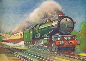 Public Transport Prints: Cheltenham Flyer, G.W.R. picking up water at Goring, 1940