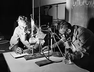 Gas Mask Prints: Chemists Wear Gas Masks While Purifying Mustard Gas