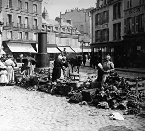 Prints of A group of women traders sell vegetables at Cherbourg Market Francis James Mortimer (1874-1944) Prints: Cherbourg Market