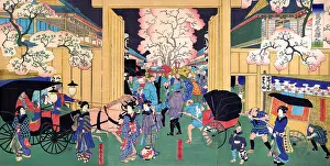 Horses Prints: Cherries at Night at New Shimabara