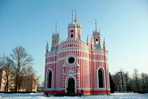 Pink Color Gallery: Chesme Church in winter at Saint Petersburg Russia