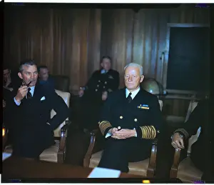 Chester W Prints: Chester W. Nimitz Sitting at Conference