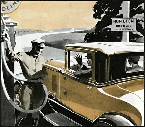 Gas Station Prints: Chevrolet Six at Gas Station