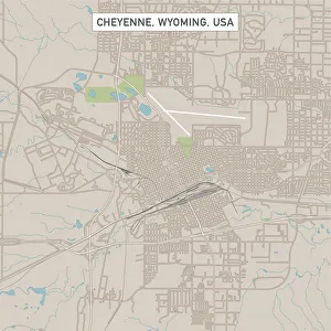 Wyoming Collection: Cheyenne Wyoming US City Street Map