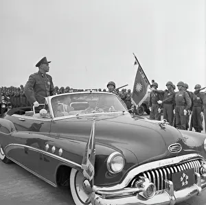 Chiang Kai-Shek Reviewing Troops from Automobile