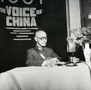 Nationalist Prints: Chiang Kai-Shek Seated At Microphone