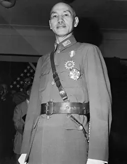 Chiang Kai-Shek Standing Showing Medal