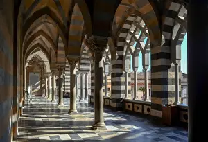 Chiaroscuro inside Amalfi Cathedral portico, Italy