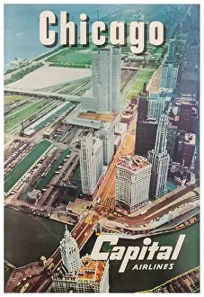 Chicago Capital Airlines Travel Poster