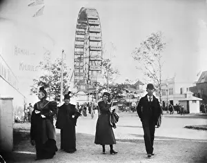 Amusement Park Prints: Chicago Columbian Exposition Visitors near Ferris Wheel