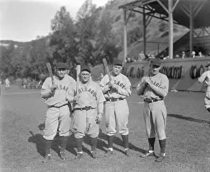 Batter Prints: Chicago Cubs Teammates Posing with Baseball Bats