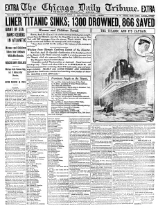 Number Prints: Chicago Daily Tribune Headlining the Titanic Disaster