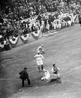 Sliding Prints: Chick Hafey Sliding Home Safely;World Se
