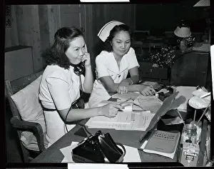 Honolulu Prints: Chief Clerk and Head Nurse Answering Phones Call