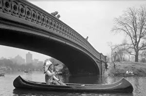 Artificial Lake Prints: Chief Great Fire Patrolling Lake in Canoe
