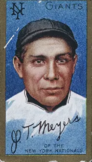 Prints of Tobacco card with a chromolithograph depiction of American baseball player Chief Meyers (John Tortes Meyers, 1880-1971) of the New York Giants Step Back in Time with Iconic Collectible Cards: Chief Meyers Tobacco Card