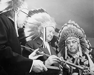 Chief Wheelock Presenting Peace Pipe to Konrad Adenauer
