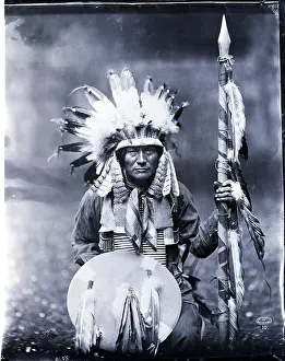 Pole Prints: Chief Whirling Horse with Pole and Shield