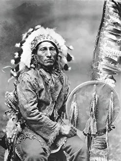 Pole Prints: Chief Whirling Man Holding Pole and Shield