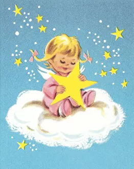 Images Dated 25th March 2015: Child on cloud with star
