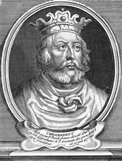French Text Prints: Childebert I Engraving