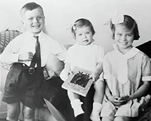 Kelly Jr Prints: Childhood Portrait of Grace Kelly With Brother Jack and Sister Peggie