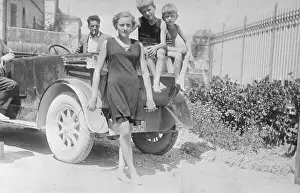 Prints of Original caption: Italy: Photo shows Benito Mussolini's children as they appeared on the sea shore at the famous Italian summer resort Benito Mussolini (1883-1945) Prints: Children of Benito Mussolini Posing Together