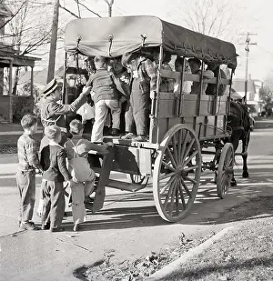 Gasoline Prints: Children Board Horse-Driven Bus