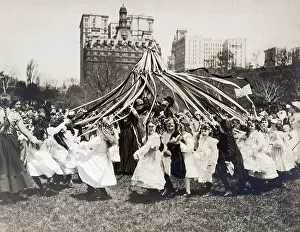 May Day Prints: Children Dancing Around Maypole