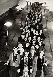 Subway Prints: Children Descending Subway Escalator