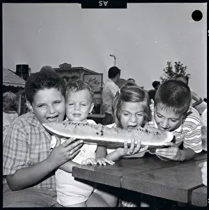 Watermelon Prints: Children Eating Watermelon