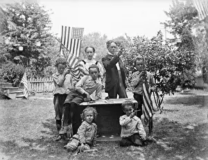 July Prints: Children With Flags, Guns; 4Th Of July