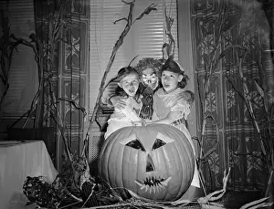 Halloween Prints: Children with Jack O'Lantern at Party