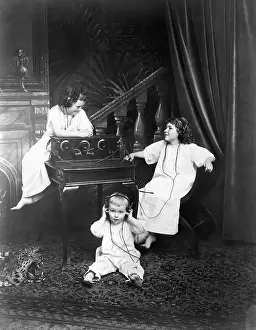 Crystal Prints: Children Listening To Crystal Set (?)
