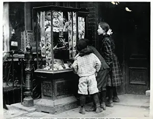 Greeting Card Prints: Children Looking At Christmas Cards