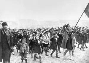 May Day Prints: Children March and Sing in May Day Parade