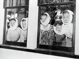 Rochester Prints: Children with Mumps Looking Out Window