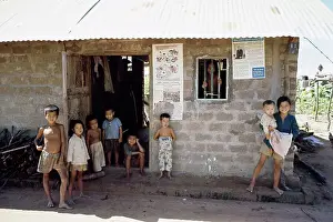 Huty35342 Prints: Children Outside Hut