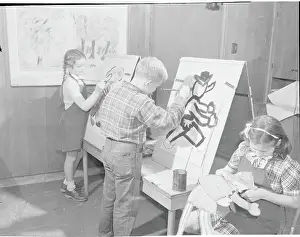 Winnetka Prints: Children Painting in Classroom