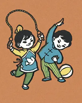 Orient Express Prints: Two Children Playing