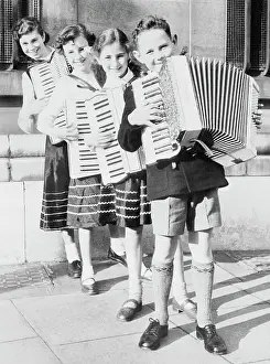 Pre Teen Girl Prints: Children Playing Accordions