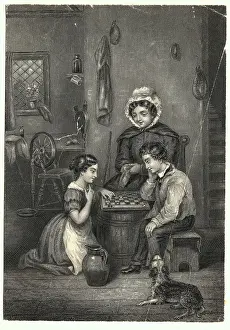 Checkers Prints: Children Playing Checkers