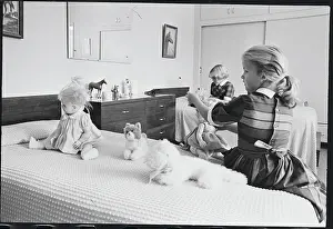 Santa Barbara Prints: Children Playing with Dolls