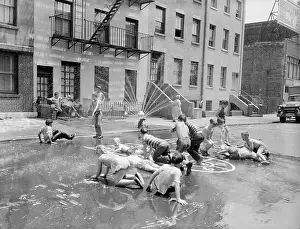 Children Playing by Fire Hydrant