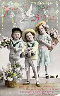 Birthday Prints: Children Pose On Birthday Card