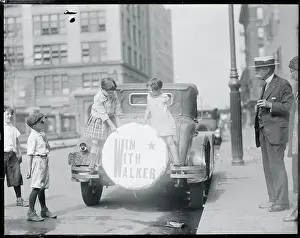Children on Propped Car for Mayoral Candidate