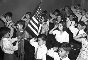 Children Saluting American Flag