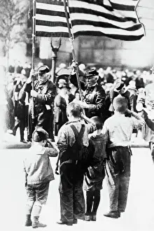 Saluting Prints: Children Saluting Flags at Memorial Day Parade